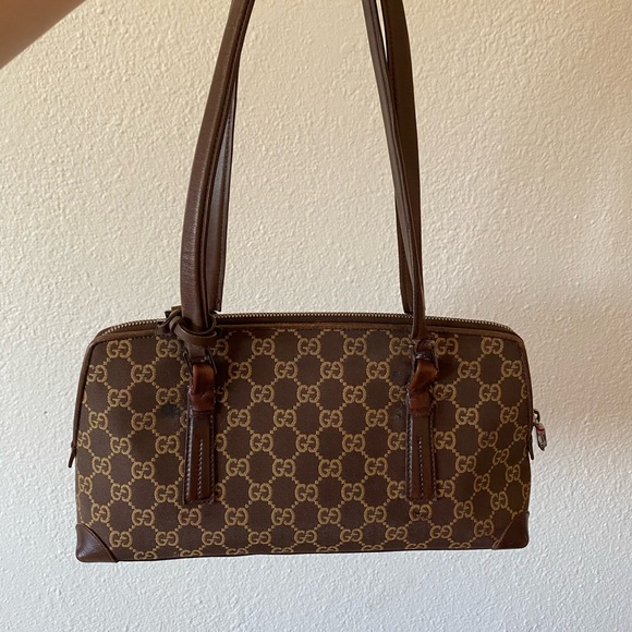 Gucci Handbags - Vintage Gucci GG Canvas Mini Boston Shoulder Bag